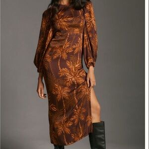 Elegant Brown Floral Dress